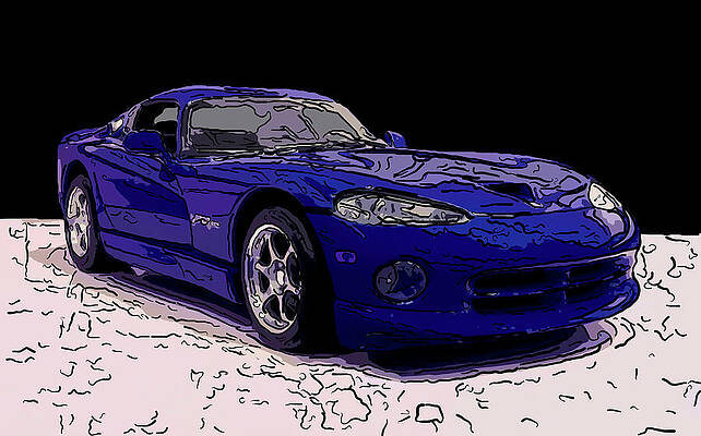Drawing - 1997 Dodge Viper GTS Blue Digital Drawing by Flees Photos