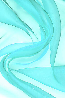 Clothing Photograph - Blue Organza Fabric Wavy Texture #2 by Severija Kirilovaite
