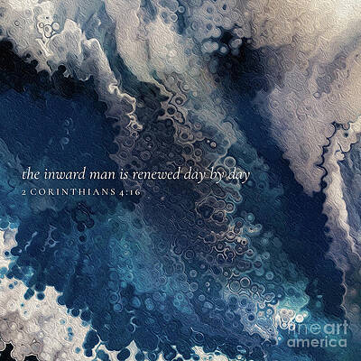 Wall Art featuring the painting 2 Corinthians 4 16 Square Christian Art, Renewed Day By Day by Mark Lawrence