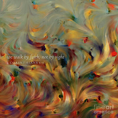 Wall Art featuring the painting 2 Corinthians 5 7 Square Christian Art, Walk By Faith by Mark Lawrence
