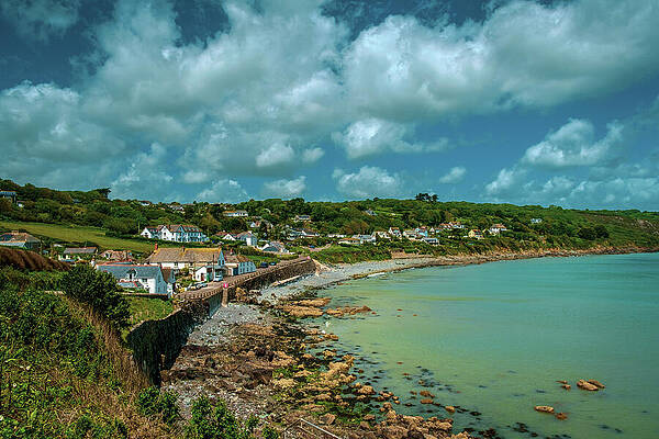 Charming Coastal Village under Blue Skies Wall Art