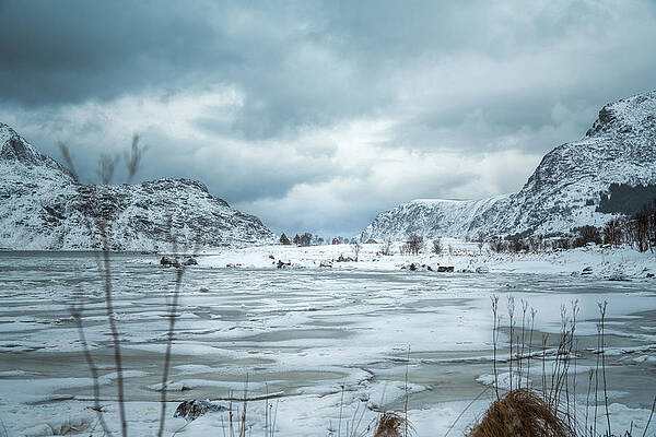 Winter Wall Art featuring the photograph Houses Near A Snowy Fjord by Charnwood Photography Fine Art