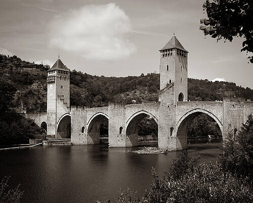 Medieval Stone Bridge Spanning River Photograph