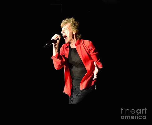 Keith Richards Wall Art featuring the photograph Jagger On The Mic by La Dolce Vita