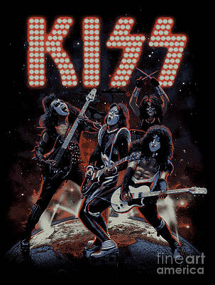 Rock And Roll Digital Art - KISS Group Art Legendary Rock Band Vibes #2 by Kirania Finest