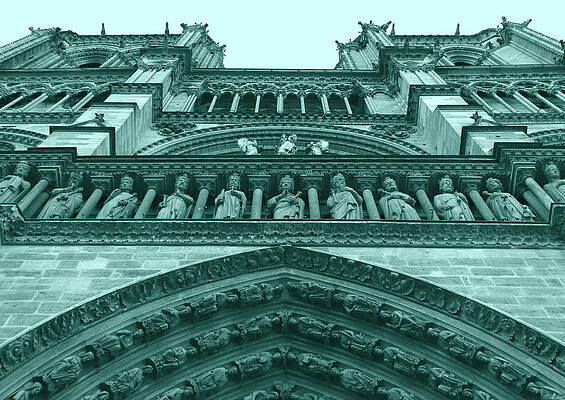 Teal Photograph - Notre Dame Cathedral - West Facade #2 by Ron Berezuk