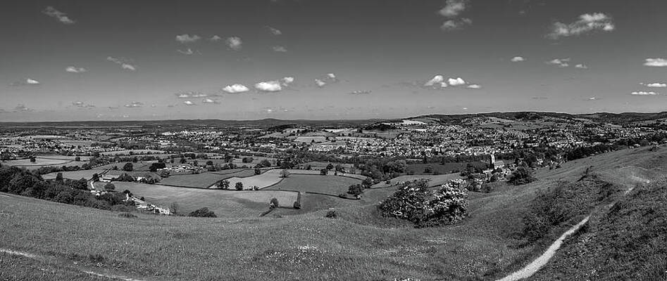 Black and White Countryside Panorama Photograph