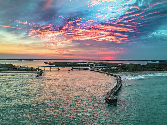 Seascape Photograph - Sebastian Inlet Sunset by Veterans Aerial Media LLC