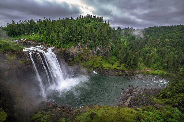 Wall Art featuring the photograph Snoqualmie Falls With Lush Greenery And Mist In Washington State, USA #2 by Miroslav Liska