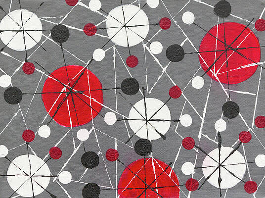Wall Art featuring the painting Sputnik Retro Abstract #2 by Seeables Visual Arts
