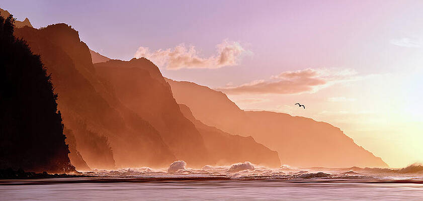 Hawaii Wall Art featuring the photograph Sunset Along Na Pali Coast From Kee Beach #3 by Steven Heap
