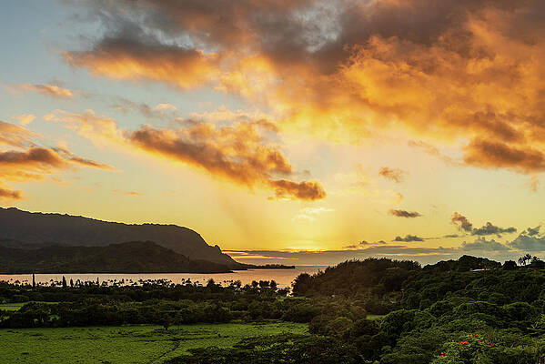 Wall Art featuring the photograph Sunset Over Hanalei Bay From Overlook On The Road #2 by Steven Heap