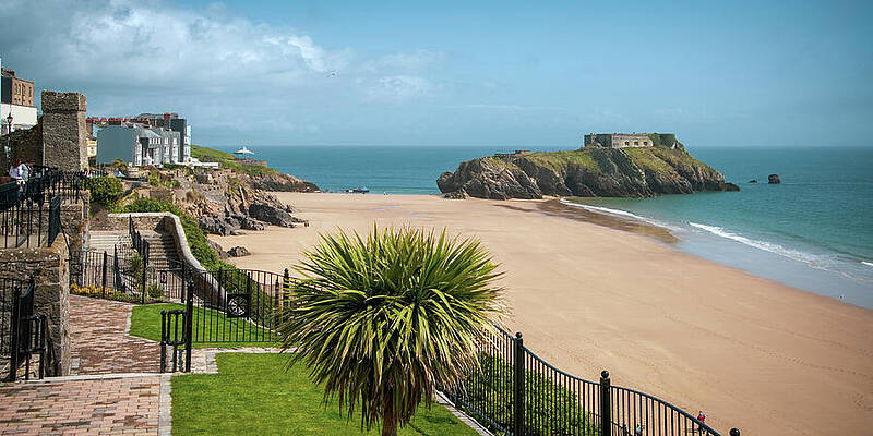 Coastal View with Historic Fort Photograph
