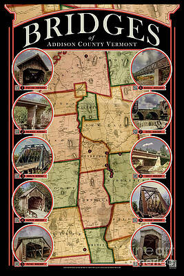 Wall Art featuring the mixed media The Bridges Of Addison County Poster #1 by Eric Killorin