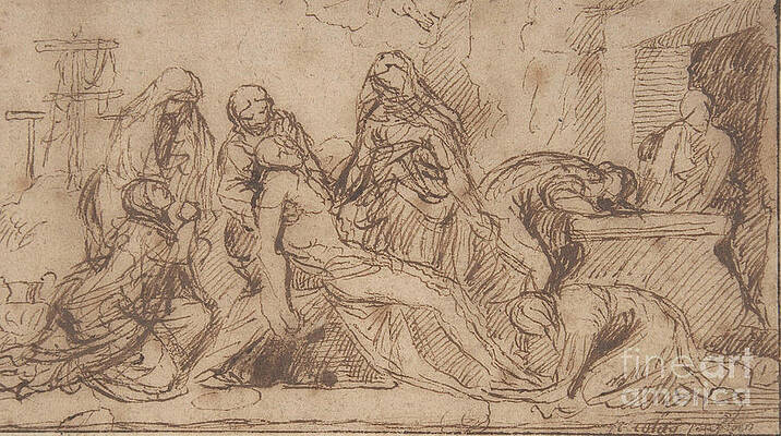 Historical Wall Art featuring the digital art The Entombment #2 by Antonios Valamontes