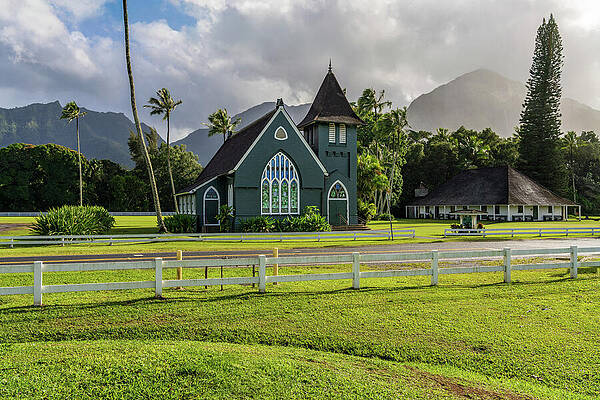 Wall Art featuring the photograph Waioli Huiia Church Stands In Hanalei, Kauai, With The Majestic  #2 by Steven Heap