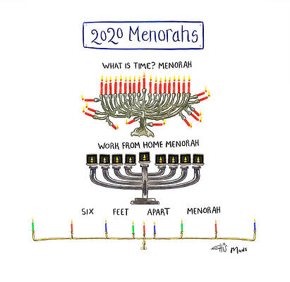 Candle Wall Art featuring the drawing 2020 Menorahs by Ellis Rosen and Mads Horwath