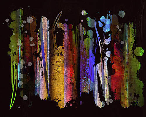 Colorful Wall Art featuring the digital art Cosmic Line Dance by Marina Flournoy