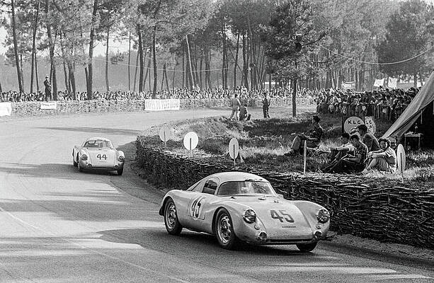 Porsche 550 Coupes at Le Mans - 1953 by George Phillips - Revs Institute Collections