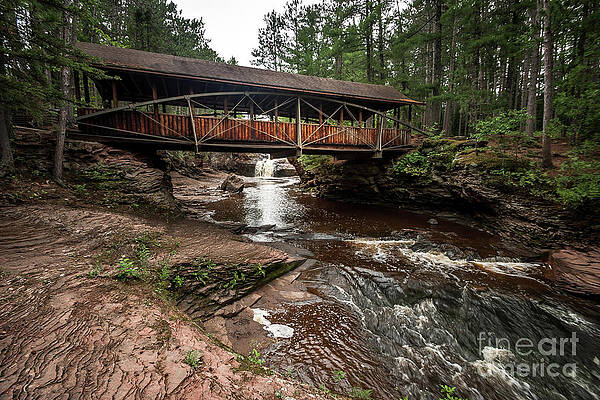 Landscape Photograph - 2530-2 Amnicon Falls Bridge by Mark Triplett