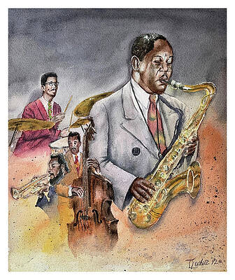 Jazz Wall Art featuring the painting 3 A.M Jam Session by Terry White