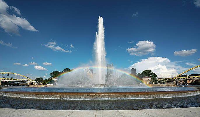 Tourism Wall Art featuring the photograph Point State Park Fountain In Downtown Pittsburgh #1 by Steven Heap