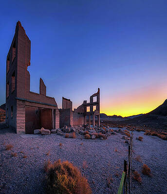 Sunrise Wall Art featuring the photograph Sunrise Above Ruined Building In Rhyolite, Nevada #3 by Miroslav Liska