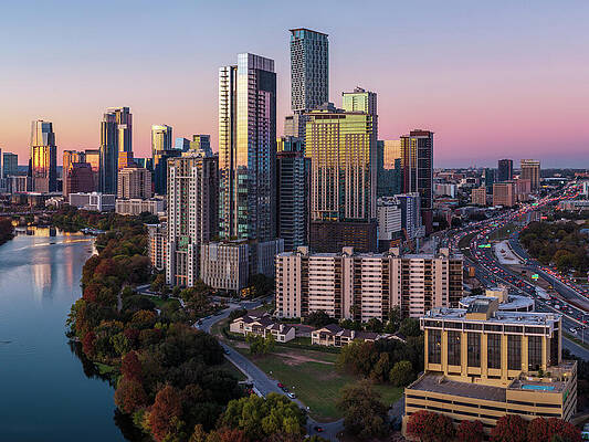 Majestic City Skyline at Dusk Wall Art
