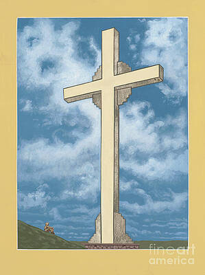 Wall Art featuring the painting 312 Jeanies Father Beneath The Cross by William Hart McNichols