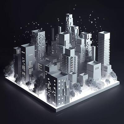 Modern Wall Art featuring the digital art 3D Design Of A Cityscape At Night No 1 by Andre Petrov