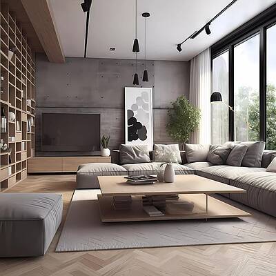 Modern Wall Art featuring the digital art 3D Design Of A Modern Interior Living Room No 2 by Andre Petrov
