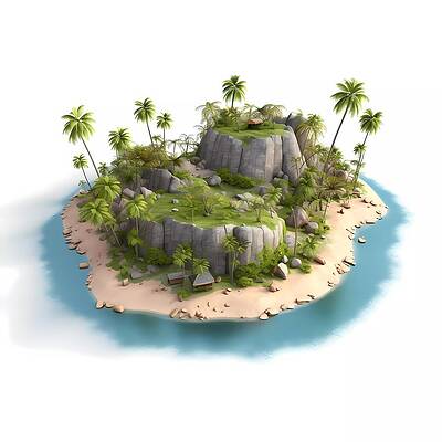 Serene Digital Art - 3D Model Of A Tropical Island No 3 by Andre Petrov