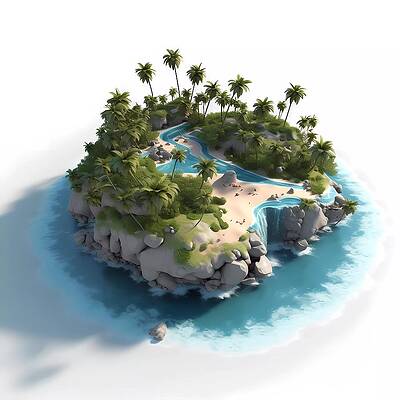 Serene Digital Art - 3D Model Of A Tropical Island No 4 by Andre Petrov