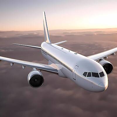 Modern Wall Art featuring the digital art 3D Model Of Passenger Jet Airplane In Flight No 2 by Andre Petrov