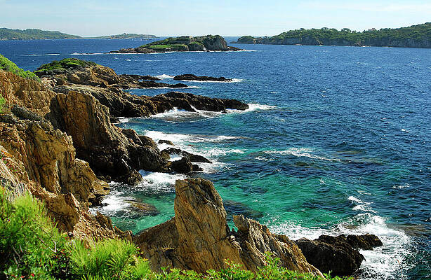 Hyeres, Giens, France, Mediterranean Sea, rocky coastline by Severija Kirilovaite