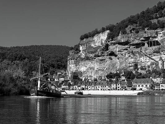 Village by the River with Boat Photograph