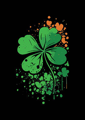 4 Leaf Clover St Patricks Day Paint Splatter Print