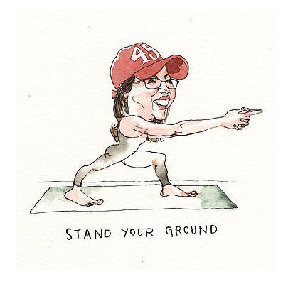 Yoga Wall Art featuring the painting Maga Yoga The Poses #4 by Barry Blitt