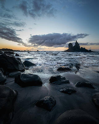 Photograph - Dusk At Volcanic Shore by Charnwood Photography Fine Art