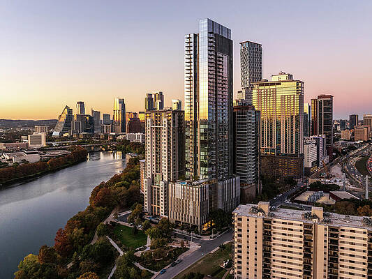 Cityscape at Sunset in Austin Wall Art