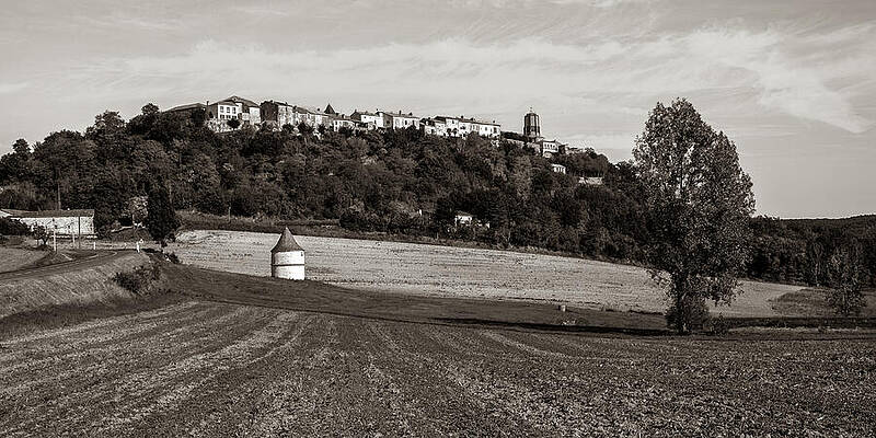 Hilltop Town with Fields Photograph