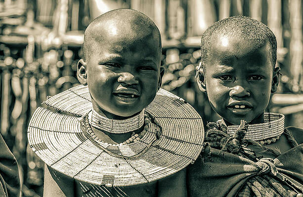 Tanzania Wall Art featuring the photograph Portrait Maasai Children Ngorongoro 4130 by Neptune Images
