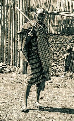 Tanzania Wall Art featuring the photograph Portrait Maasai Warrior Ngorongoro 4132 by Neptune Images