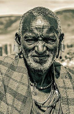 Tanzania Wall Art featuring the photograph Maasai Chief Ngorongoro Tanzania 4147 by Neptune Images