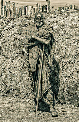 Tanzania Wall Art featuring the photograph Maasai Chief Ngorongoro Tanzania 4150 by Neptune Images