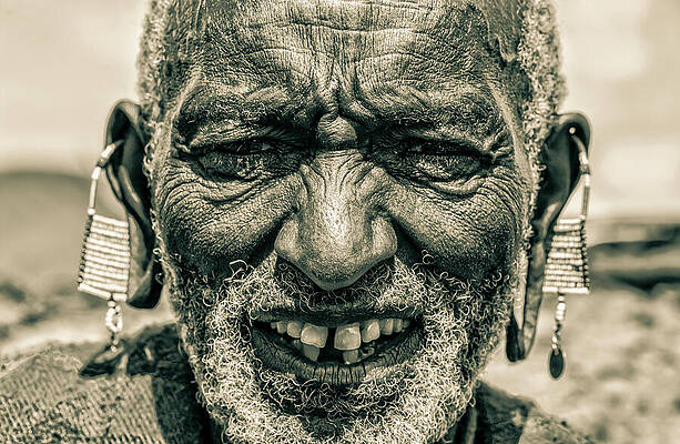 Tanzania Wall Art featuring the photograph Maasai Chief Ngorongoro Tanzania 4152 by Neptune Images