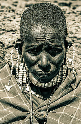 Tanzania Wall Art featuring the photograph Portrait Maasai Woman Ngorongoro 4155 by Neptune Images