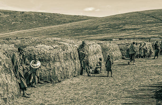 Tanzania Wall Art featuring the photograph Maasai Village Ngorongoro Tanzania 4159 by Neptune Images