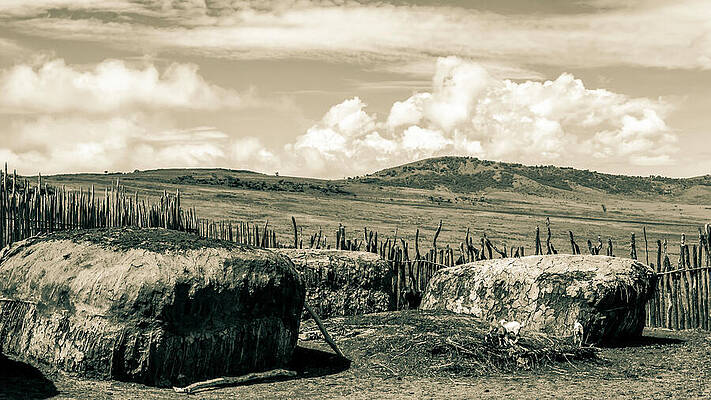 Tanzania Wall Art featuring the photograph Maasai Village Ngorongoro Tanzania East Africa 4171 by Neptune Images