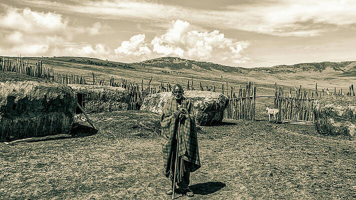 Tanzania Wall Art featuring the photograph Portrait Maasai Chief Ngorongoro 4173 by Neptune Images
